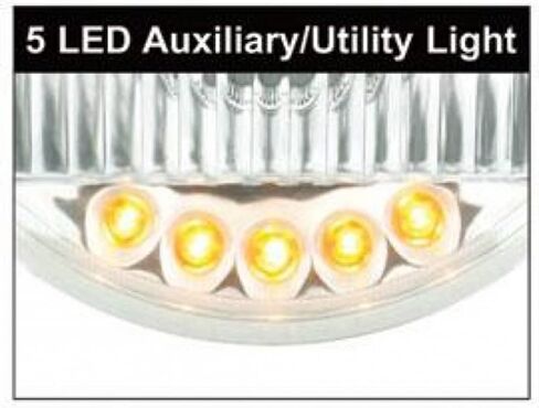 United Pacific S2005LED ULTRALIT 5 3/4" Crystal Halogen Headlight w/5 LED Position Lights, Glass Lens, Chrome Metal Reflector – ONE Headlight in Saudi Arabia
