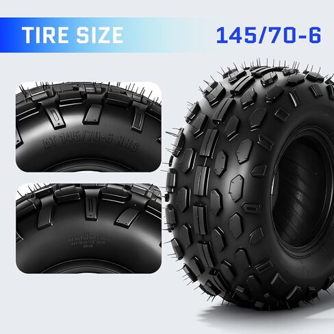 TRIBLE SIX 145/70-6 Tubeless Tire,145 70-6 Go Kart Tires,Compatible with Coleman CC100X,CT100U,Baja Dirt Bug,Motovox MBX10 ATV Quad 4 Wheeler Mini Bike,4 PR(Pack of 2) in Saudi Arabia
