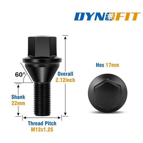 Dynofit M12x1.25 استبدال مسامير العروة ما بعد البيع للبراغي المنتفخة OE المكونة من قطعتين، 20 قطعة 17 مم عرافة OE نمط عجلة الترباس تناسب Jeep Renegade 2015-2025، دودج هورنت 2023-2025، 22 مم عرقوب تصميم قطعة واحدة in Kuwait