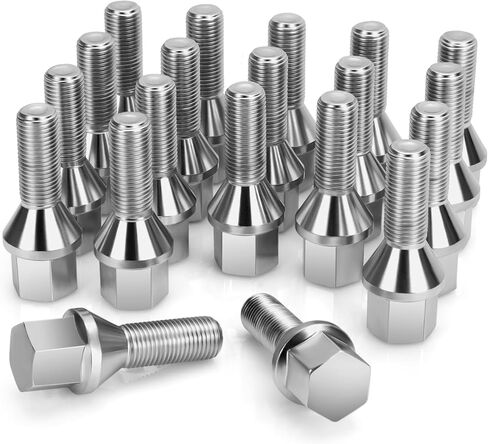 Dynofit M12x1.25 Lug Bolts Set Compatible with Je-ep Compass Cherokee Renegade, 20pcs 12mmx1.25 Lug Nuts Stud for Fiat 500 Dodge Dart Chrysler 200, 28mm Shank Wheel Bolts Replace OE#6511051AA 611-005 in Saudi Arabia