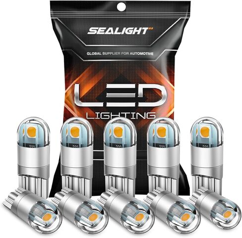 مصباح SEALIGHT 194 LED 6000K أبيض، ضوء لوحة الترخيص، ضوء القبة، T10 168 2825 W5W 3030 إسفين رقائق ساطعة لاستبدال المصباح الكهربائي، مصباح إضاءة LED لباب صندوق الخريطة، حزمة من 10 in Saudi Arabia