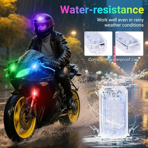 مصابيح LED لاسلكية فائقة السطوع من ليكارت مع جهاز تحكم عن بعد، 8 ألوان من النوع C قابلة لإعادة الشحن، ضوء تحذير مضاد للماء للطائرات بدون طيار والسيارات والدراجات النارية والدراجات والشاحنات (4 قطع) in Kuwait
