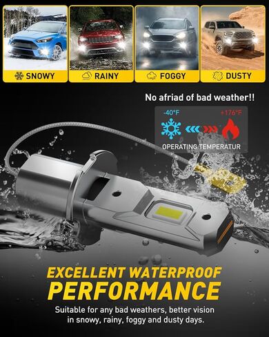"مصباح AUXITO H3 LED، 16,000LM 600% أكثر سطوعًا، عمر 10 سنوات، مقاس 1:1 Plug-n-Play، تركيب مثالي 100%، مصباح ضباب LED H3 لمصباح الضباب، DRL، Canbus جاهز، حزمة من 2". in Kuwait