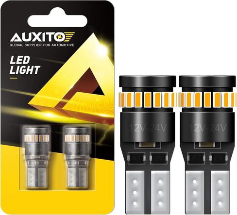 AUXITO 194 LED Bulb Amber Yellow Canbus Error Free, 168 175 2825 W5W T10 LED Replacement Light Kit for Car Interior Map Dome Trunk Exterior Marker License Plate Parking Lights, Pack of 2 in Saudi Arabia