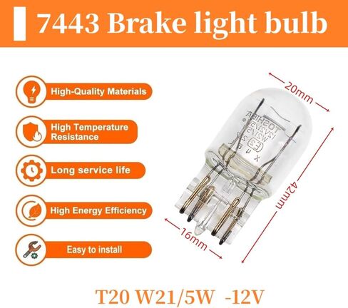 (2 Pack) 7443 Brake Light Bulb/Back-Up Reverse Lights T20 W21/5W (Double Wire) fit for 2009-2017 Honda, Toyota, Mazda,ect Many Brands and Models in Saudi Arabia