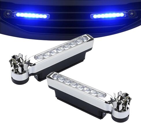 قطعتان من مصابيح ديكور السيارة التي تعمل بالرياح مع 8 خرزات LED، مصباح تزيين لشبكة السيارة الزرقاء، نوع لاصق خالٍ من الأسلاك، مصابيح تشغيل نهارية تلقائية، عالمية لمعظم السيارات والدراجات النارية in Kuwait