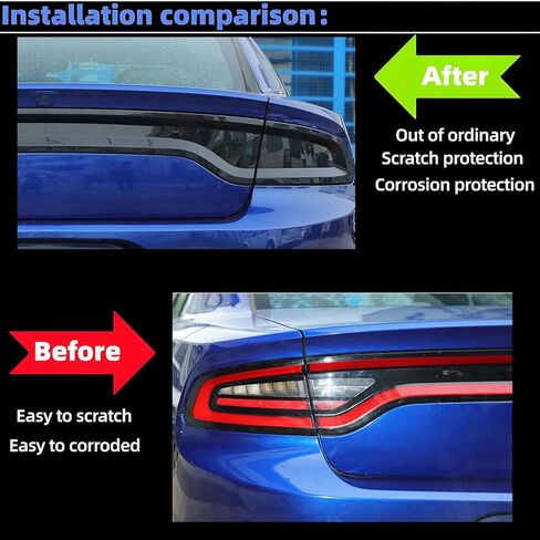Tail Light Covers Guards Fit for Dodge Charger GT SRT SXT SE R/T Scat Pack 2015-2024, Smoked Black Rear Light Protective Cover Guards Trim Set Exterior Accessories in Saudi Arabia