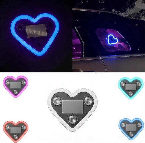 ضوء نيون LED لاسلكي يعمل بالطاقة الشمسية على شكل قلب على شكل حرف C، مصابيح على شكل قلب تعمل بالطاقة الشمسية، إضاءة مزاجية رومانسية مقاومة للماء، هدية عيد الحب (قطعتان ورديتان) in Kuwait
