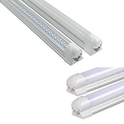 مصابيح أنبوبية LED مدمجة 8 أقدام مزدوجة الجوانب 170 درجة، 72 وات 72000 لومن، AC85-277V، غطاء شفاف SMD2835، أبيض بارد 6000 ك، مصابيح باب تبريد LED 25 حزمة in Saudi Arabia