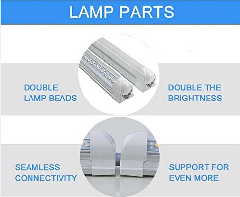 مصابيح أنبوبية LED مدمجة 8 أقدام مزدوجة الجوانب 170 درجة، 72 وات 72000 لومن، AC85-277V، غطاء شفاف SMD2835، أبيض بارد 6000 ك، مصابيح باب تبريد LED 25 حزمة in Saudi Arabia