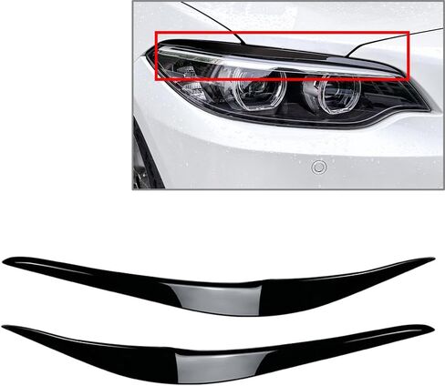 Zhisheng سيارة العلوي الحاجب غطاء الكسوة مصباح غطاء العين لسيارات BMW 2 سلسلة F22 F23 F87 M2 2-Door 14-2021 ABS أسود لامع in Kuwait