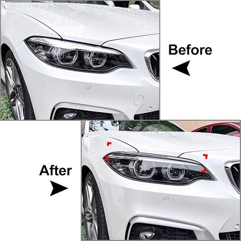 Zhisheng سيارة العلوي الحاجب غطاء الكسوة مصباح غطاء العين لسيارات BMW 2 سلسلة F22 F23 F87 M2 2-Door 14-2021 ABS أسود لامع in Kuwait