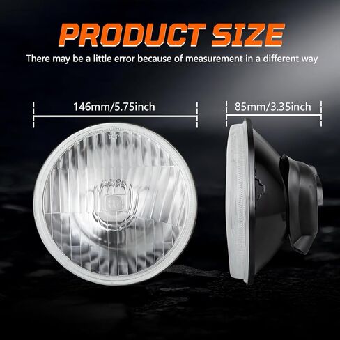 H5006 H5001 5.75 بوصة زجاج مستدير LED للمصابيح الأمامية + H4/9003 مصابيح إضاءة مزدوجة عالية ومنخفضة الشعاع، نمط شعاع مختوم، مظهر كلاسيكي أصلي in Kuwait