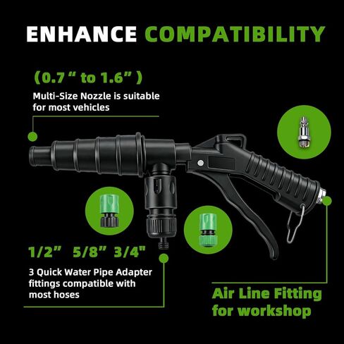 Coolant Flush Gun, Lever Action Heater Core Flush Kit, Coolant Flush Kit for Automotive Coolant Flush, Air and Water Radiator Flush Kit with Nozzles for 19-40mm Hoses in Saudi Arabia