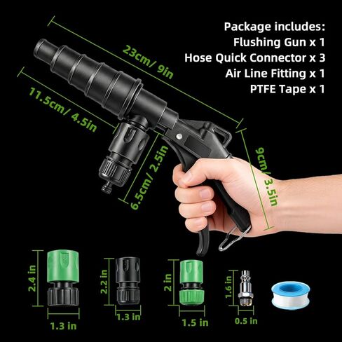Coolant Flush Gun, Lever Action Heater Core Flush Kit, Coolant Flush Kit for Automotive Coolant Flush, Air and Water Radiator Flush Kit with Nozzles for 19-40mm Hoses in Saudi Arabia