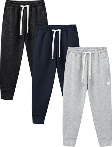 HIBETY Boys Athletic Pants, Moisture-Wicking Breathable Cotton Sweatpants with Elastic Drawstring in Saudi Arabia