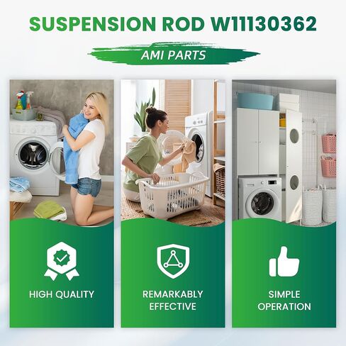 طقم قضيب تعليق الغسالة W11130362 - 2026 مُحسّن مناسب لـ Whirl.pool May.tag Ken.more - يستبدل W10594080 W10735786 - يناسب الموديلات WTW5000DW1/DW2/DW3، MVWC565FW1/FW2، MVWX655DW1 بواسطة AMI PARTS in Kuwait