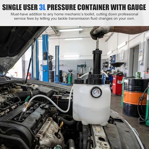 مجموعة مضخة نقل سائل ناقل الحركة، نظام إعادة تعبئة يدوي 3 لتر مع مقياس الضغط - 8 قطع محولات ATF، حشو سوائل السيارات الاحترافية الممتازة وأداة تغيير الزيت لخدمة ناقل الحركة in Kuwait