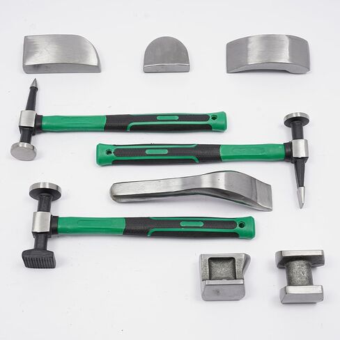 CNCEST 9 قطع مطرقة جسم السيارة ومجموعة دوللي، أداة إصلاح الحاجز أداة إزالة الانبعاجات أداة إزالة الانبعاجات مع مطرقة ودوللي، تشكيل صفائح السيارة المعدنية أداة إصلاح جسم السيارة المتحركة مجموعة المطرقة دوللي in Kuwait