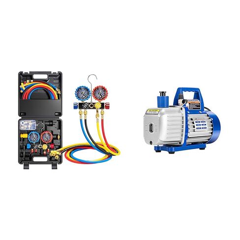 VIVOHOME HVAC Manifold Gauge Set for R410a R454B R32 R22 with 5ft Hoses for AC Freon Charging and 110V 1/2 HP 5 CFM Dual Stage Rotary Vane HVAC Air Vacuum Pump with Oil Bottle in Saudi Arabia