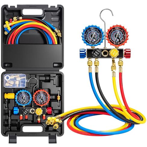 VIVOHOME HVAC Manifold Gauge Set for R410a R454B R32 R22 with 5ft Hoses for AC Freon Charging and 110V 1/2 HP 5 CFM Dual Stage Rotary Vane HVAC Air Vacuum Pump with Oil Bottle in Saudi Arabia