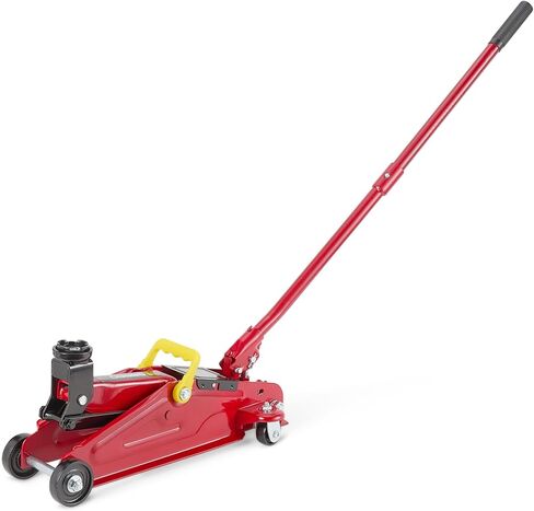 Amazon Basics Hydraulic Floor and Portable Car Jack, 2.2 Short Ton/ 2 Metric Ton/ 2 Tonne / 2000 kg Capacity, Slow Release, Red in Kuwait