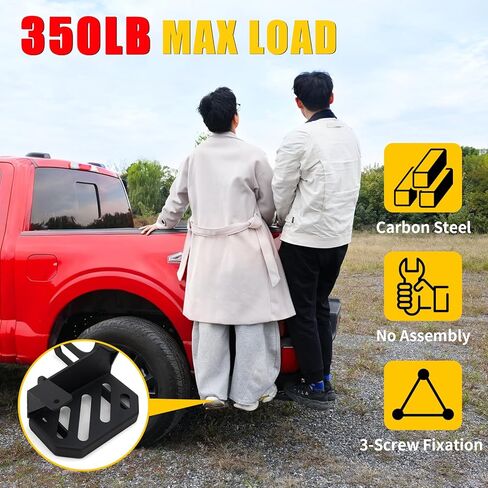 خطوة السرير الخلفية متوافقة مع 2024 2025 Ford F150 الباب الخلفي Bedstep الجانب الأيسر للسائق المصد الخلفي الجانب خطوة الكربون الصلب الباب الخلفي شاحنة دواسة السرير لملحقات 2024 F-150 in Kuwait