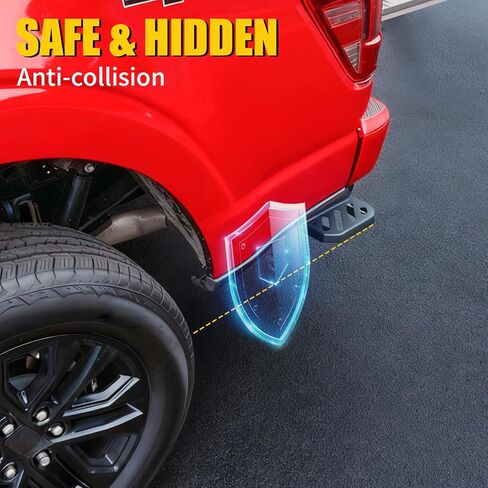 خطوة السرير الخلفية متوافقة مع 2024 2025 Ford F150 الباب الخلفي Bedstep الجانب الأيسر للسائق المصد الخلفي الجانب خطوة الكربون الصلب الباب الخلفي شاحنة دواسة السرير لملحقات 2024 F-150 in Kuwait