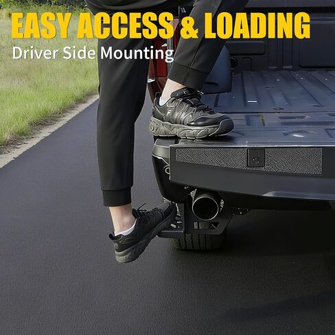 خطوة السرير الخلفية متوافقة مع 2024 2025 Ford F150 الباب الخلفي Bedstep الجانب الأيسر للسائق المصد الخلفي الجانب خطوة الكربون الصلب الباب الخلفي شاحنة دواسة السرير لملحقات 2024 F-150 in Kuwait