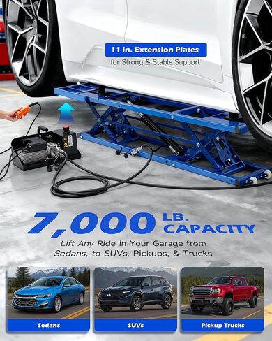 Orion Motor Tech Portable Car Lift with 7000lb Capacity, Heavy-Duty Adjustable Car Jack (26.8 in Max Height) for Sedan, Pickup Truck & SUV with Auto Lock Extension Plates in Saudi Arabia