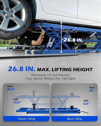 Orion Motor Tech Portable Car Lift with 7000lb Capacity, Heavy-Duty Adjustable Car Jack (26.8 in Max Height) for Sedan, Pickup Truck & SUV with Auto Lock Extension Plates in Saudi Arabia