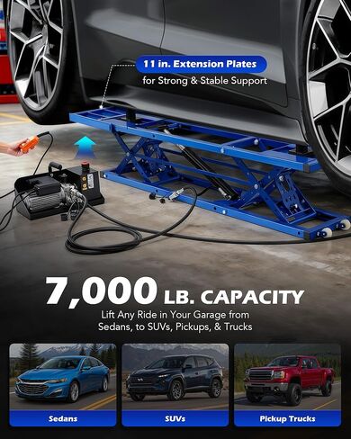 Orion Motor Tech Portable Car Lift with 7000lb Capacity, Adjustable Car Jack with 26.8 in Max Height for Sedan Pickup Truck SUV, Heavy-Duty 4 Post Portable Lift for Car with Auto Lock Extension Plates in Saudi Arabia