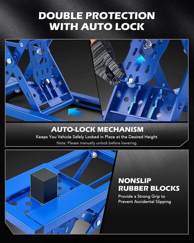 Orion Motor Tech Portable Car Lift with 7000lb Capacity, Adjustable Car Jack with 26.8 in Max Height for Sedan Pickup Truck SUV, Heavy-Duty 4 Post Portable Lift for Car with Auto Lock Extension Plates in Saudi Arabia