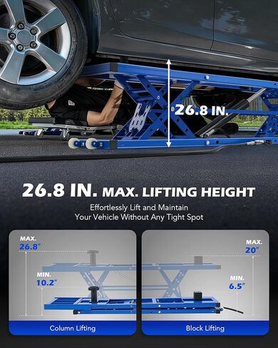 Orion Motor Tech Portable Car Lift with 7000lb Capacity, Adjustable Car Jack with 26.8 in Max Height for Sedan Pickup Truck SUV, Heavy-Duty 4 Post Portable Lift for Car with Auto Lock Extension Plates in Saudi Arabia