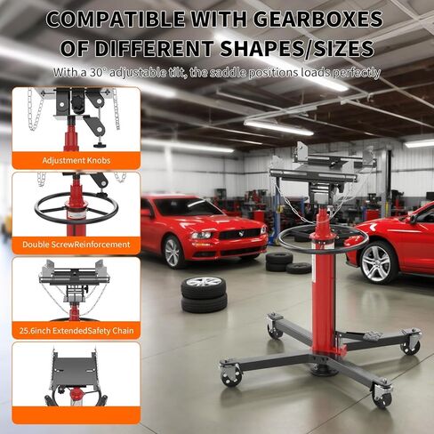 Transmission Jack,1320 LB Capacity,34"-68" Lifting Range, 2-Stage Hydraulic Telescopic Jack with Foot Pedal, 360° Swivel Wheels, Heavy-Duty for Auto Repair, Maintenance, Blue 31.9 * 25.6 Inch in Kuwait