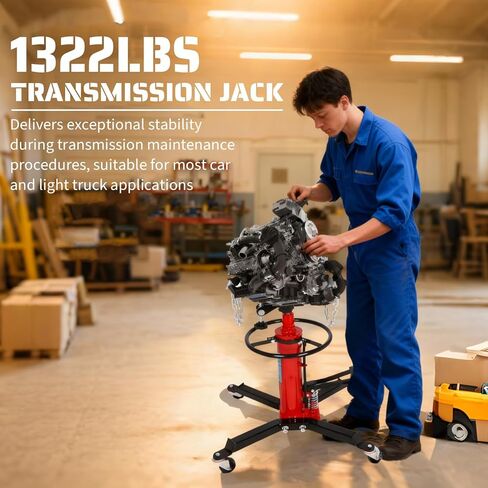 Transmission Jack,1320 LB Capacity,34"-68" Lifting Range, 2-Stage Hydraulic Telescopic Jack with Foot Pedal, 360° Swivel Wheels, Heavy-Duty for Auto Repair, Maintenance, Blue 31.9 * 25.6 Inch in Kuwait
