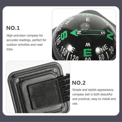 كرة بوصلة لوحة القيادة للسيارة من DOITOOL: بوصلة محمولة للسيارات، زينة مدمجة للوحة القيادة للسيارات والقوارب والاستخدام في الهواء الطلق، توجيه المشي لمسافات طويلة وركوب الدراجات in Kuwait