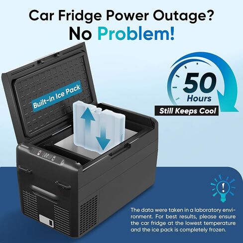 ثلاجة 12 فولت - فريزر محمول 27 كيو تي (25 لتر)، مبرد كهربائي للسيارة والشاحنات والمركبات الترفيهية والشاحنات والتخييم ورحلات الطريق، ثلاجة تبريد سريعة مع 12/24 فولت تيار مستمر و110-240 فولت تيار متردد للمركبات والاستخدام المنزلي، -4 درجة فهرنهايت ~ 68 درج in Kuwait
