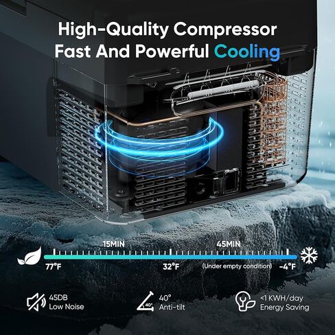 ثلاجة 12 فولت - فريزر محمول 27 كيو تي (25 لتر)، مبرد كهربائي للسيارة والشاحنات والمركبات الترفيهية والشاحنات والتخييم ورحلات الطريق، ثلاجة تبريد سريعة مع 12/24 فولت تيار مستمر و110-240 فولت تيار متردد للمركبات والاستخدام المنزلي، -4 درجة فهرنهايت ~ 68 درج in Kuwait