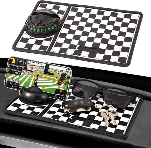 Multifunction Car Anti-Slip Mat, Rotatable Anti Skid Car Dashboard Pad with Temporary Parking Numbe, Universal Car Phone Holder, and Large Pad for Phones Sunglasses Keys Gadgets in Saudi Arabia