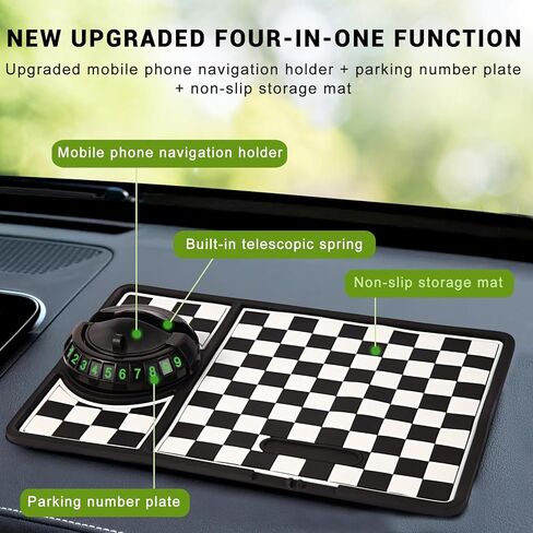 Multifunction Car Anti-Slip Mat, Rotatable Anti Skid Car Dashboard Pad with Temporary Parking Numbe, Universal Car Phone Holder, and Large Pad for Phones Sunglasses Keys Gadgets in Saudi Arabia