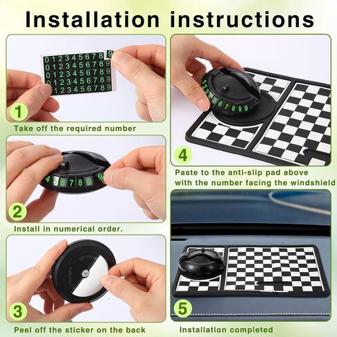 Multifunction Car Anti-Slip Mat, Rotatable Anti Skid Car Dashboard Pad with Temporary Parking Numbe, Universal Car Phone Holder, and Large Pad for Phones Sunglasses Keys Gadgets in Saudi Arabia