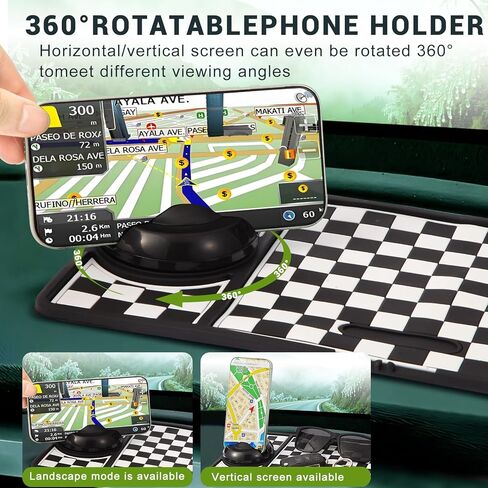 Multifunction Car Anti-Slip Mat, Rotatable Anti Skid Car Dashboard Pad with Temporary Parking Numbe, Universal Car Phone Holder, and Large Pad for Phones Sunglasses Keys Gadgets in Saudi Arabia
