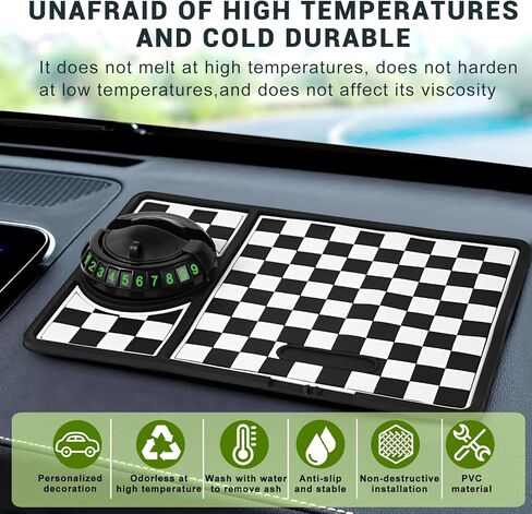 Multifunction Car Anti-Slip Mat, Rotatable Anti Skid Car Dashboard Pad with Temporary Parking Numbe, Universal Car Phone Holder, and Large Pad for Phones Sunglasses Keys Gadgets in Saudi Arabia