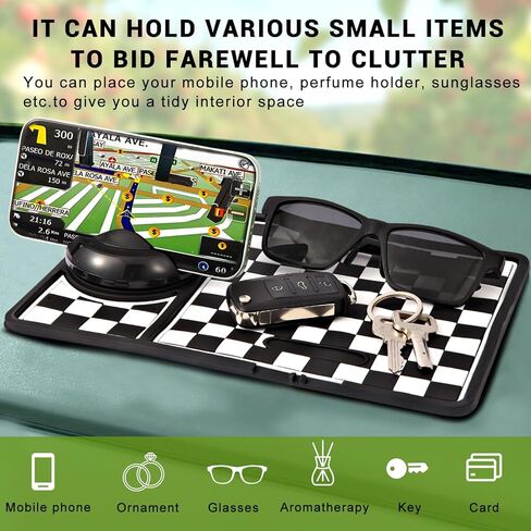Multifunction Car Anti-Slip Mat, Rotatable Anti Skid Car Dashboard Pad with Temporary Parking Numbe, Universal Car Phone Holder, and Large Pad for Phones Sunglasses Keys Gadgets in Saudi Arabia