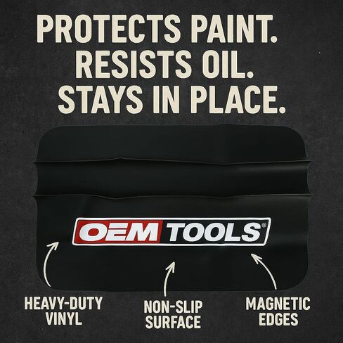 OEMTOOLS 24900 Black Vinyl Fender Cover, 27" x 34" Vehicle Repair Cover, Car Fender Protector for Mechanics, Mat Holds Tools in Place, Chemical Resistant Heavy Gauge Vinyl Protects Surfaces in Kuwait