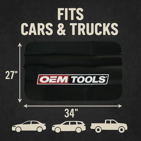 OEMTOOLS 24900 Black Vinyl Fender Cover, 27" x 34" Vehicle Repair Cover, Car Fender Protector for Mechanics, Mat Holds Tools in Place, Chemical Resistant Heavy Gauge Vinyl Protects Surfaces in Kuwait