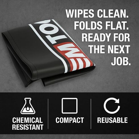 OEMTOOLS 24900 Black Vinyl Fender Cover, 27" x 34" Vehicle Repair Cover, Car Fender Protector for Mechanics, Mat Holds Tools in Place, Chemical Resistant Heavy Gauge Vinyl Protects Surfaces in Kuwait