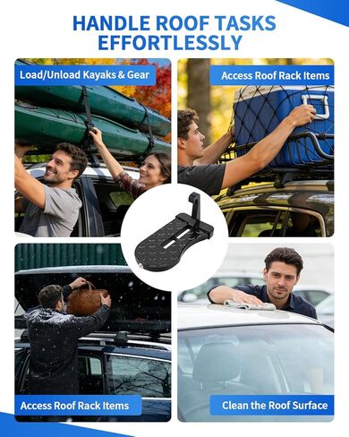 Car Door Step, Aluminum with 400lb Capacity, Anti-Slip Surface, Foldable for Car Roof Access and Roof Racks, Black Step for SUV/Truck in Kuwait