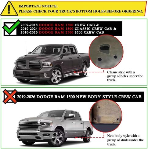 COMNOVA 6 Inches Running Boards Compatible with 2009-2018 Dodge Ram 1500 Crew Cab(Including 2019-2024 Classic), 2010-2026 Ram 2500 3500, Carbon Steel Side Steps. in Saudi Arabia